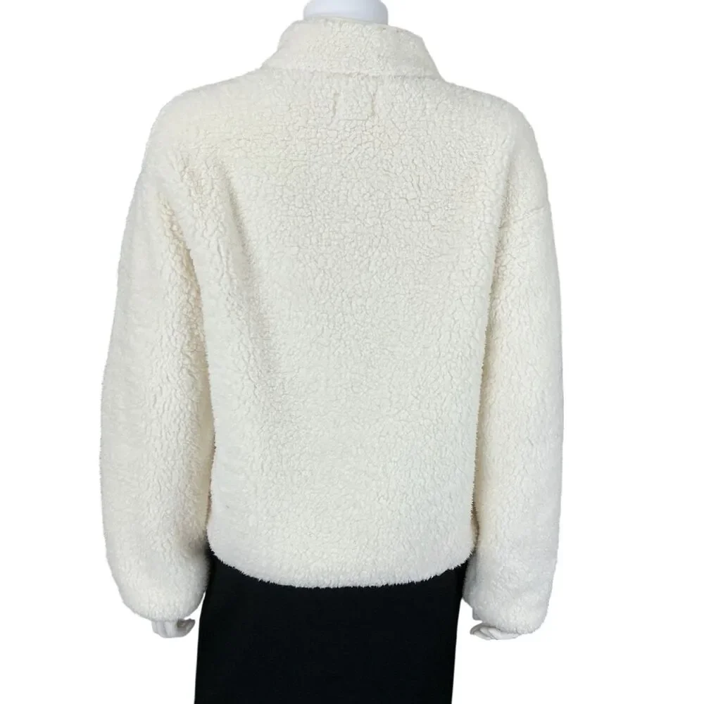Sundance Heidi Sherpa Half Zip Pullover sz S Cozy Vanilla Cream Teddy‎ Coat BOHO